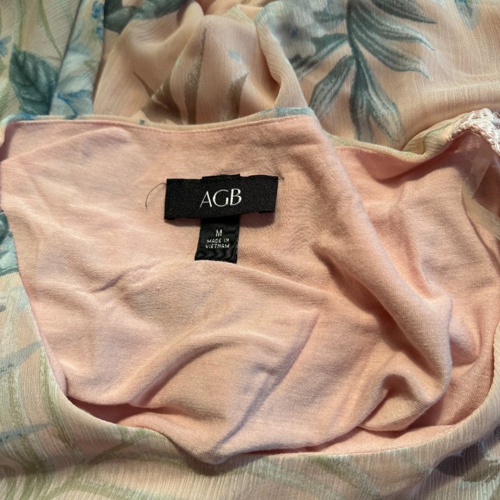 AGB Peach w/Flowers & Leaves Chiffon Overlay w/Attached Tank Medium - Picture 12 of 12